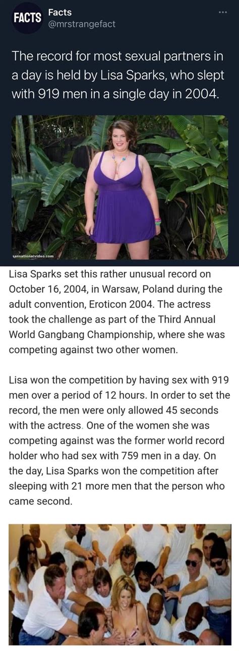 lisa sparks 919 men|Lisa Sparks: Porn star who slept with 919 men in one day was so .